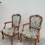 Paire de fauteuils style Louis XV Cabriolet ancien
