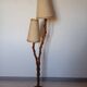 Louis Sognot rattan and bamboo floor lamp
