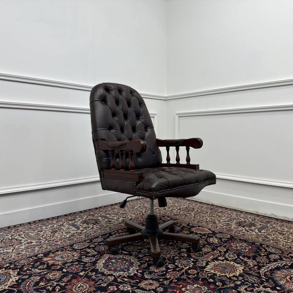Chaise de bureau Chesterfield anglaise brune, chaise de président