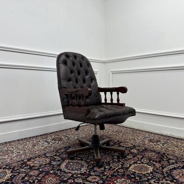Chaise de bureau Chesterfield anglaise brune, chaise de président