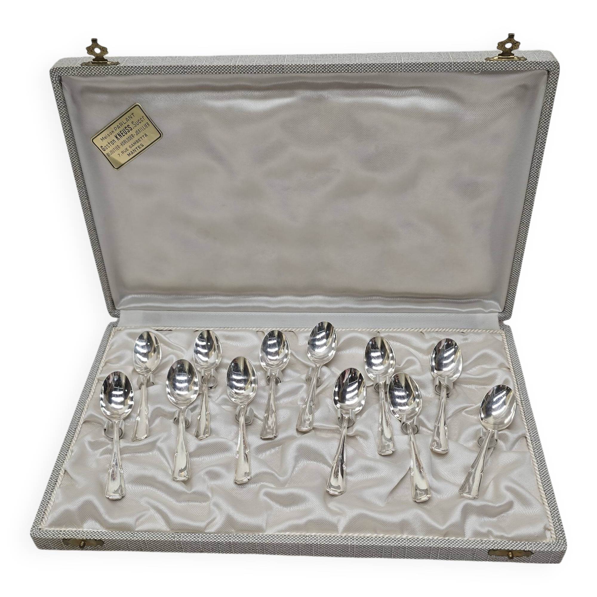 Silver-plated metal cutlery set of 12 teaspoons