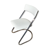 White faux leather sled chair