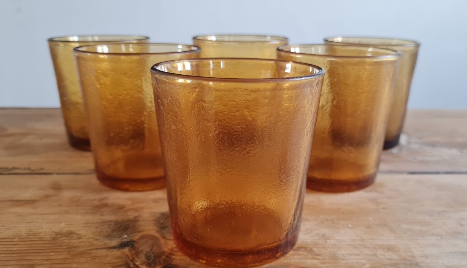 Set of 6 amber water glasses