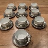 10 cups limoges and under cups in brushed tin