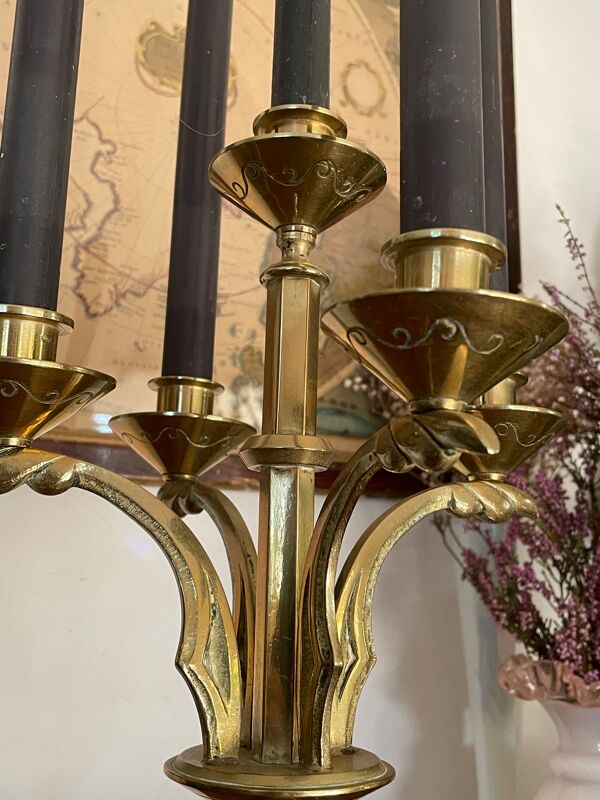 Chandelier tripode en laiton massif