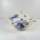 Half-porcelain soup tureen from Badonviller, blue flower pattern, early 20th century.