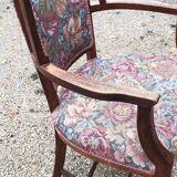 Rustic armchair with canvas tapestry 1900