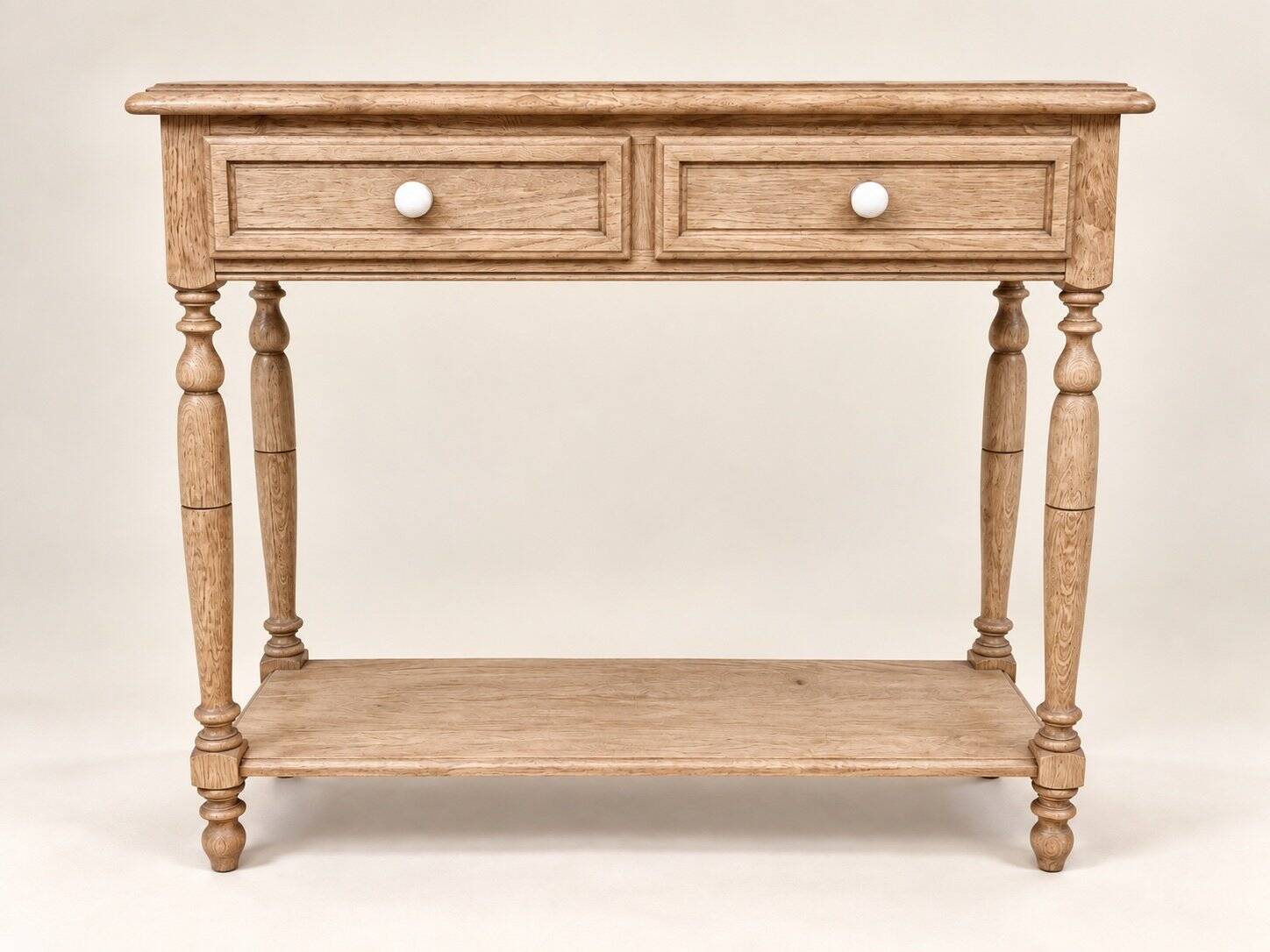 Louis-Philippe console style – Solid oak – Porcelain and brass knobs