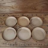 6 assiettes plates à rebords en grès