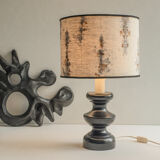 Turned wood lamp