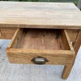 Renovated Parisian desk in raw solid wood with 2 drawers