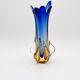 Murano Sommerso Vase Sculpture Chambord Model Blue Amber 26cm