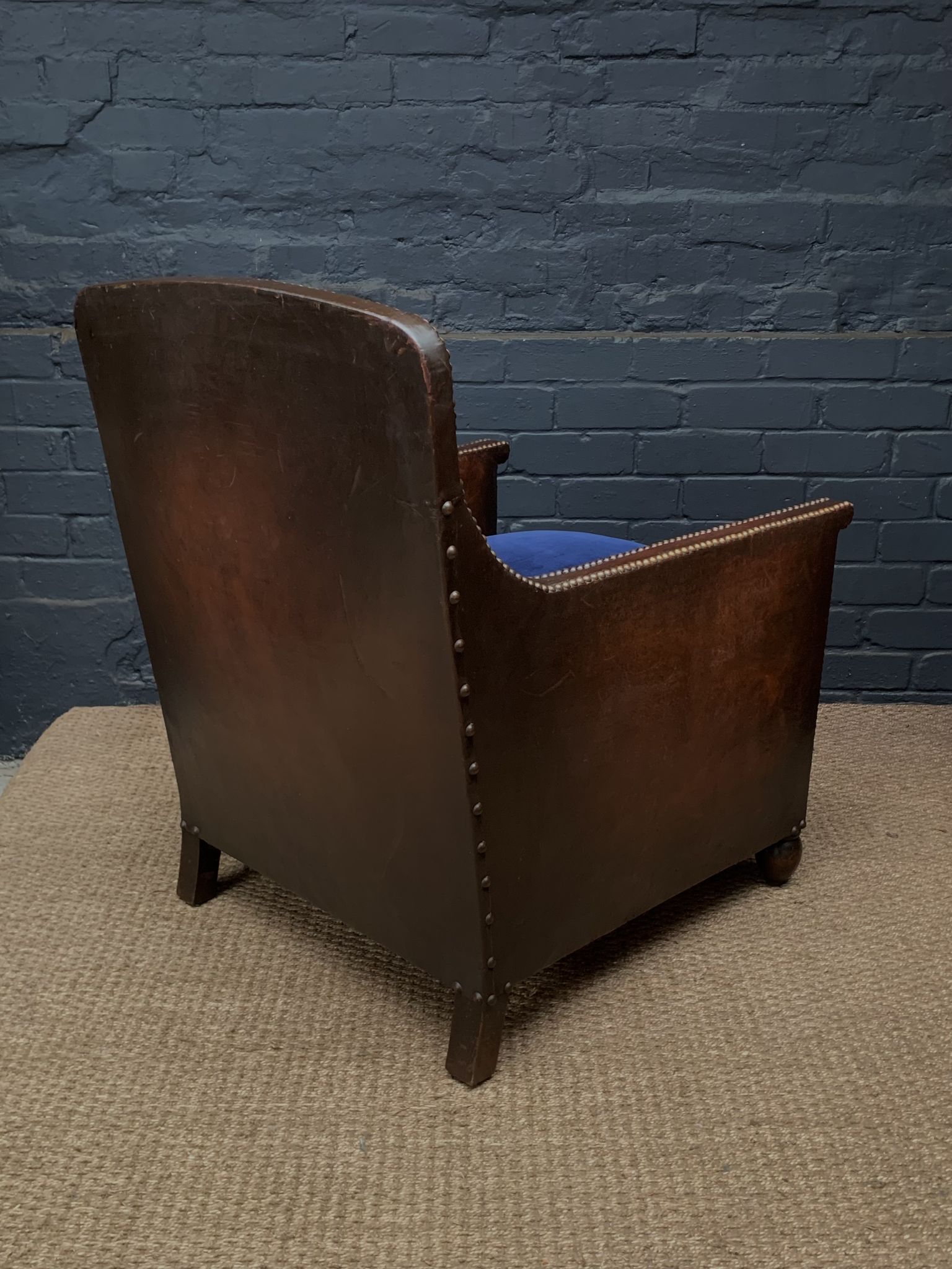 French leather club chair normandy model c1910-1930