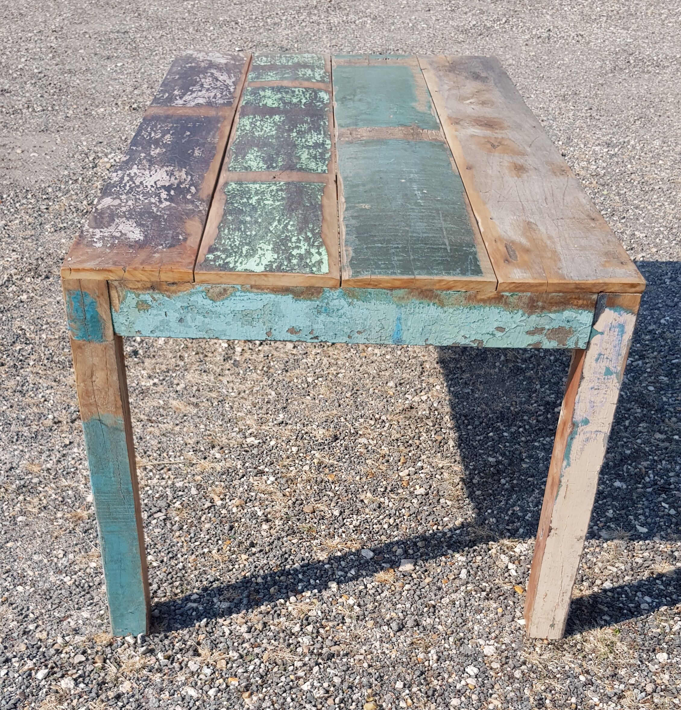 Table à manger rectangulaire en teck polychrome