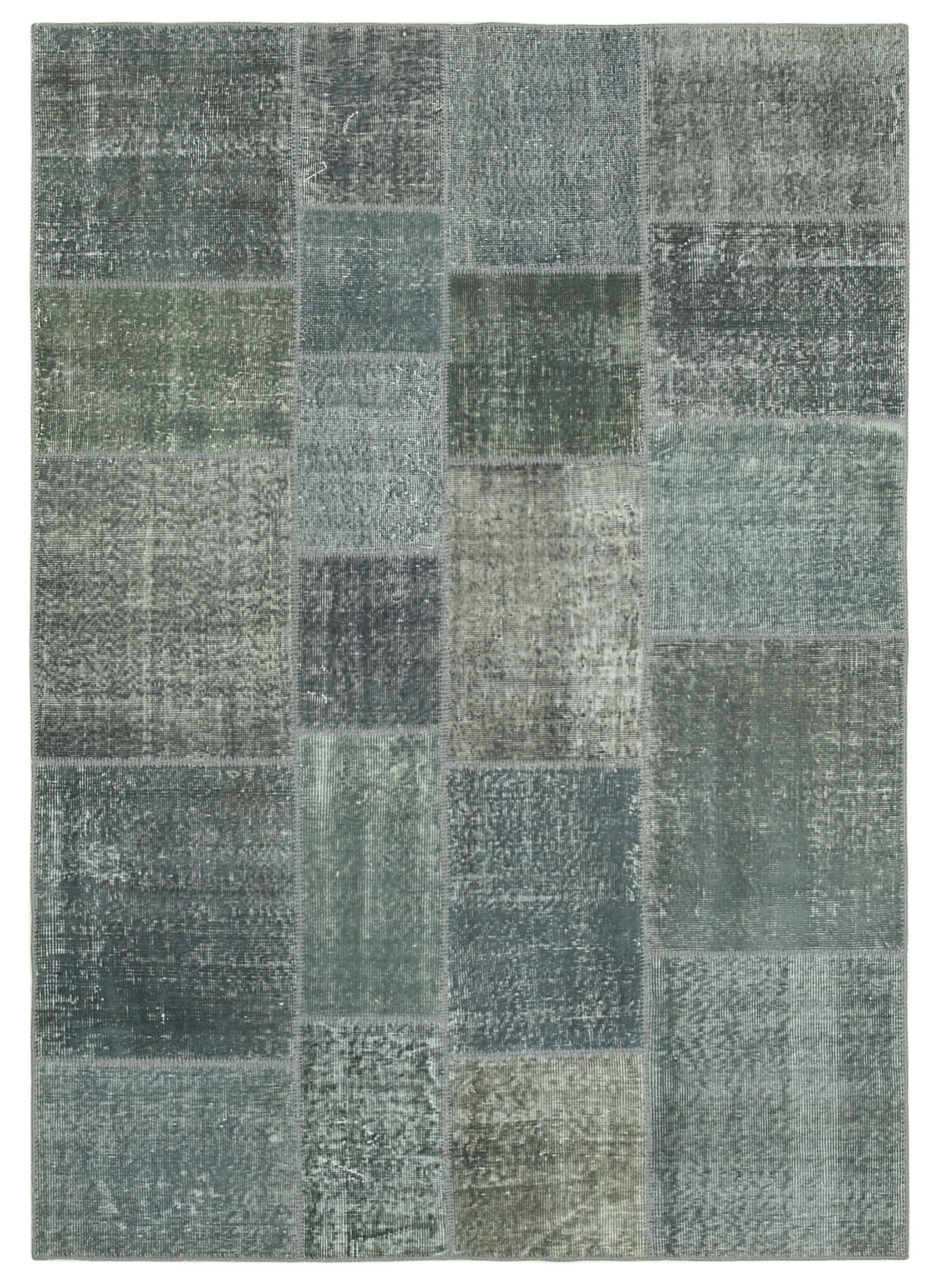 Handmade oriental contemporary 171 cm x 243 cm grey patchwork rug