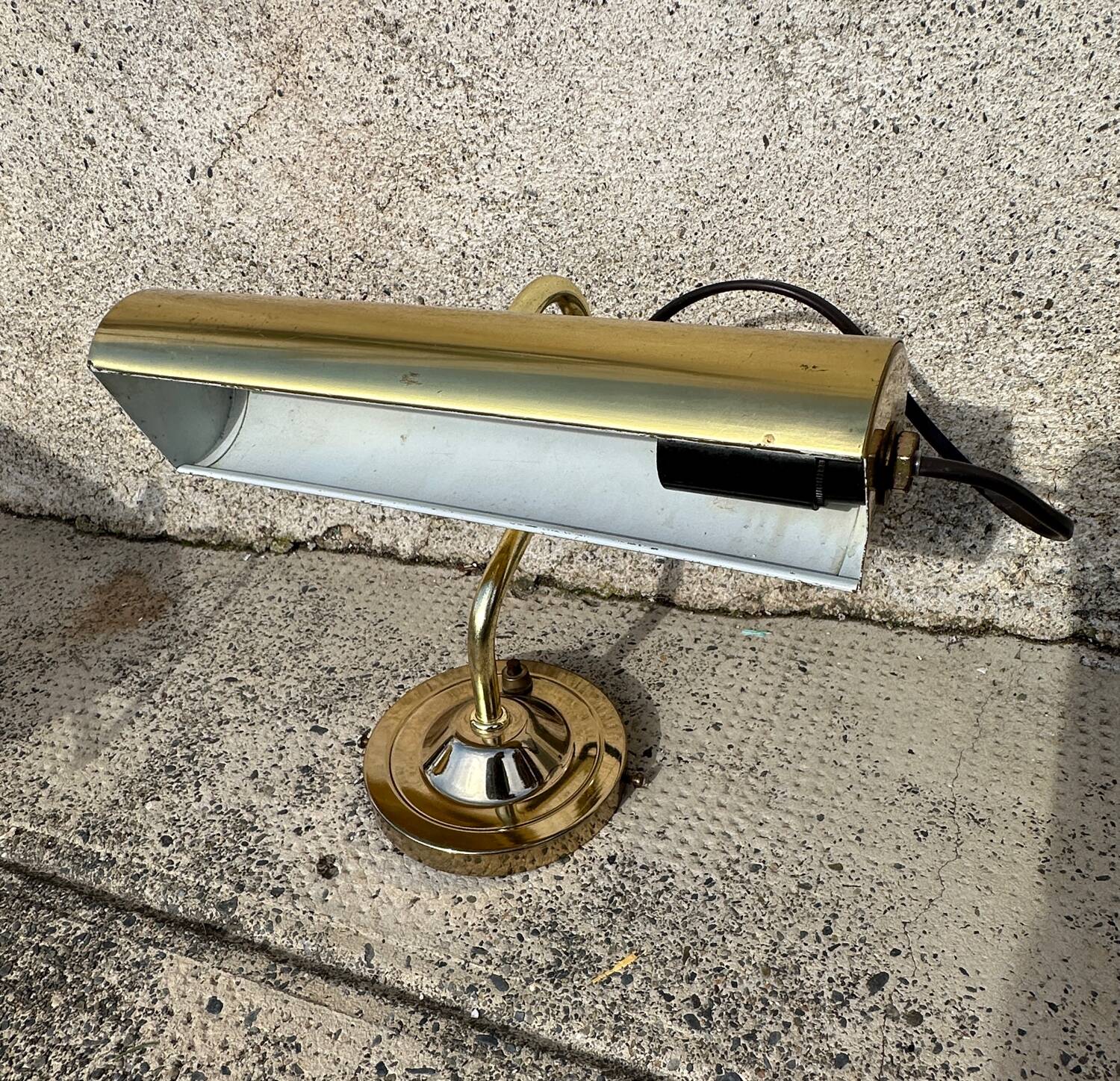Pair of antique brass desk lamps, desk sconces.
