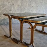 3 nesting tables in brass and glass