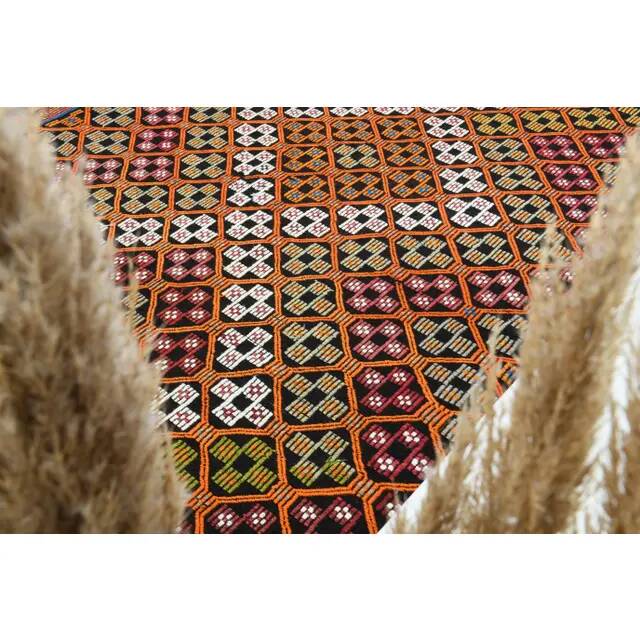 1970s Vintage Turkish Oushak Handmade Wool Cotton Orange Area Rug 179x353