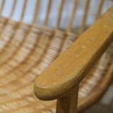 Wicker and wood rocking chair