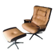 Set of Mid-Century Modern Leather Lounge Chair and Ottoman, Germany, 1960s