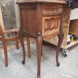 Antique walnut and marble bedside table