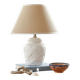 White ceramic lamp base from Manises, intertwined geometric relief.