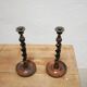 Paire de bougeoirs anciens en bois et bronze
