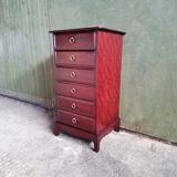 Midcentury 1970s stag minstrel six drawer narrow chest of drawers tallboy by John and Sylvia Reid