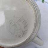 Cream pot brown grid decoration - Moulin des loups