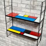 Piet Mondrian style string shelf black uprights 48x58x16