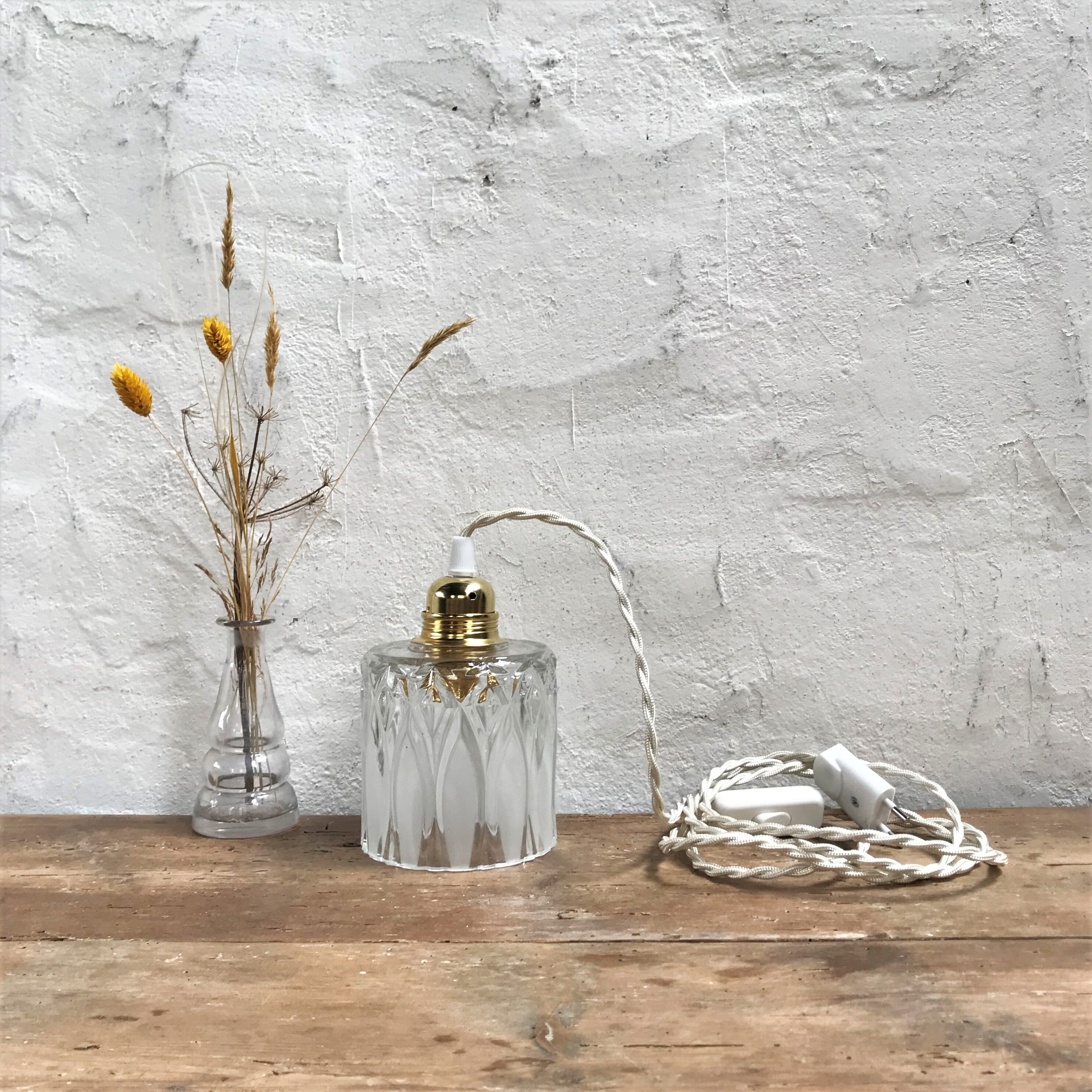 Vintage glass hand lamp