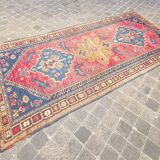 Tapis d'orient fait main de couloir caucasien ancien Kazak  3,09 x 1,52 m