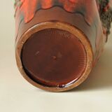 Glazed Ceramic Vase Lava Effect - Brown Orange - Abstract Shape