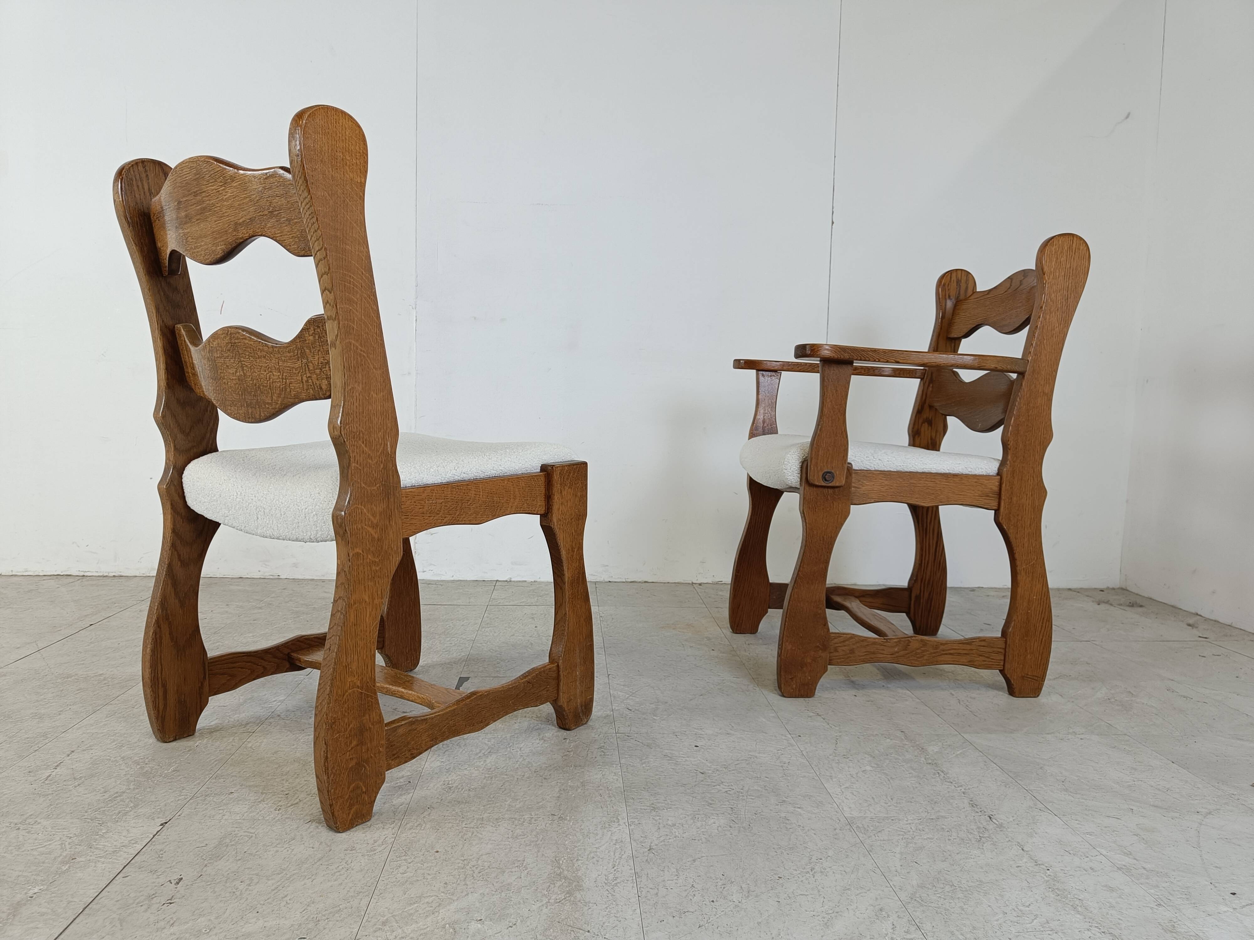 Vintage brutalist dining chairs, set of 8 - 1960s