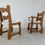 Vintage brutalist dining chairs, set of 8 - 1960s