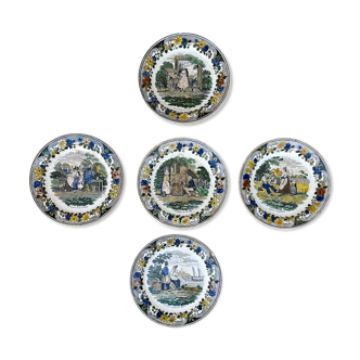 Set of 5 old plates