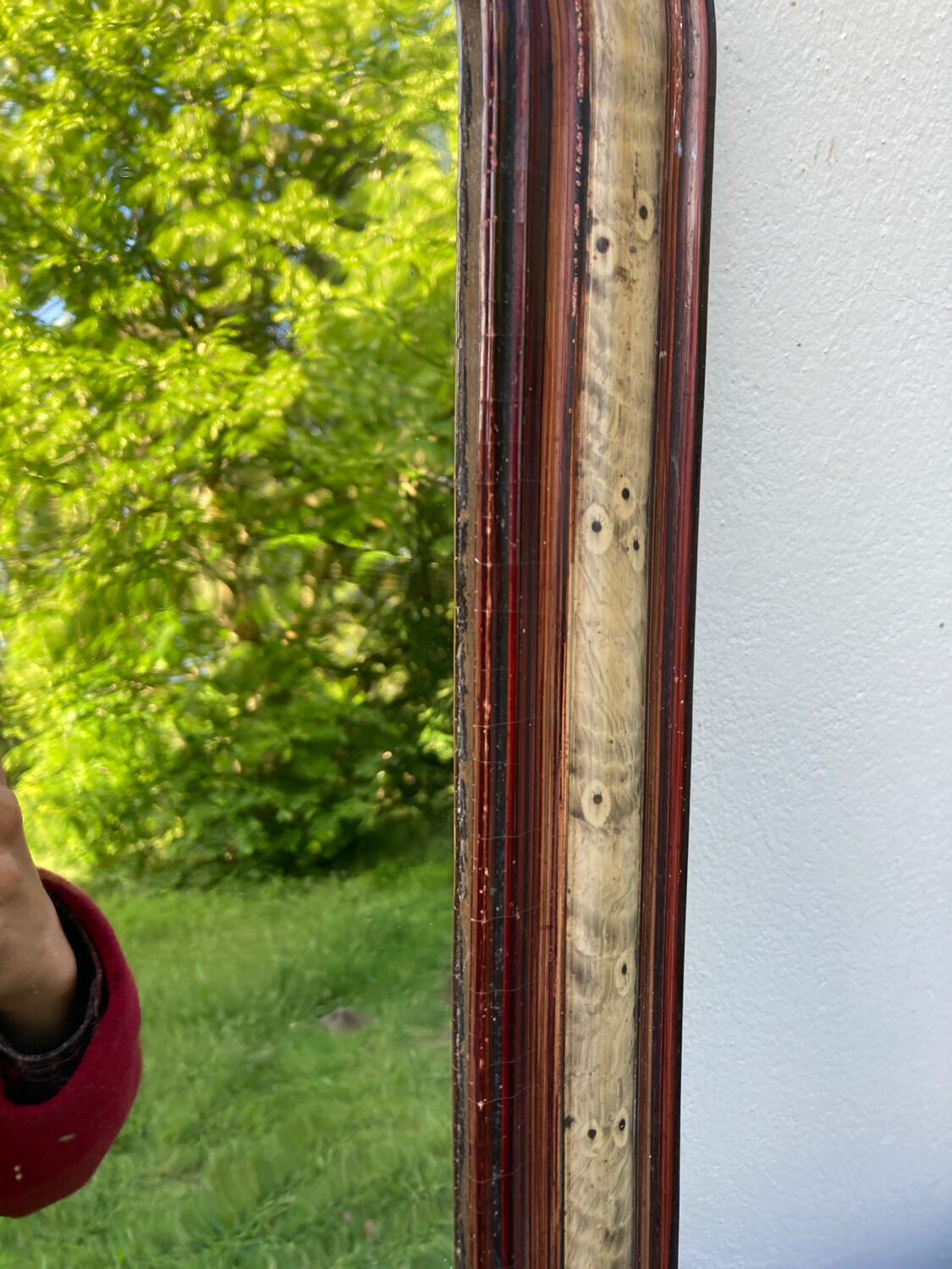 Mirror louis philippe old nineteenth in brown and beige wood