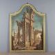 Ancient painting, architectural view, tempera on canvas, 18th century.