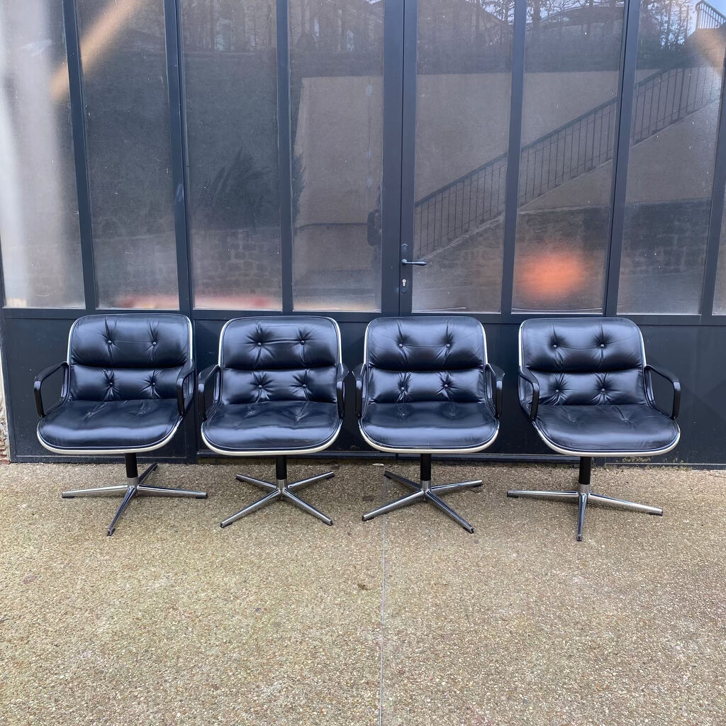 Ensemble de 4 fauteuils "executive chair" par Charles Pollock, 1ère édition Knoll, vintage 1970