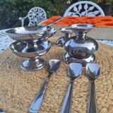 Lot de 6 bols à dessert vintage en acier inoxydable avec 5 cuillères