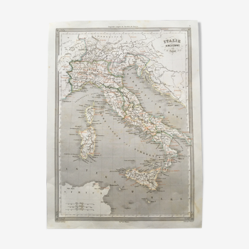 Geographic map 19th numbered old Italia