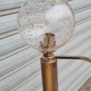 Brass and blown glass chandelier inlaid with gold