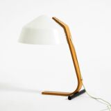 Original Space Age 1960s plywood table lamp with plastic shade by Temde