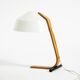 Original Space Age 1960s plywood table lamp with plastic shade by Temde