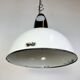 Industrial soviet white enamel pendant lamp, 1960s
