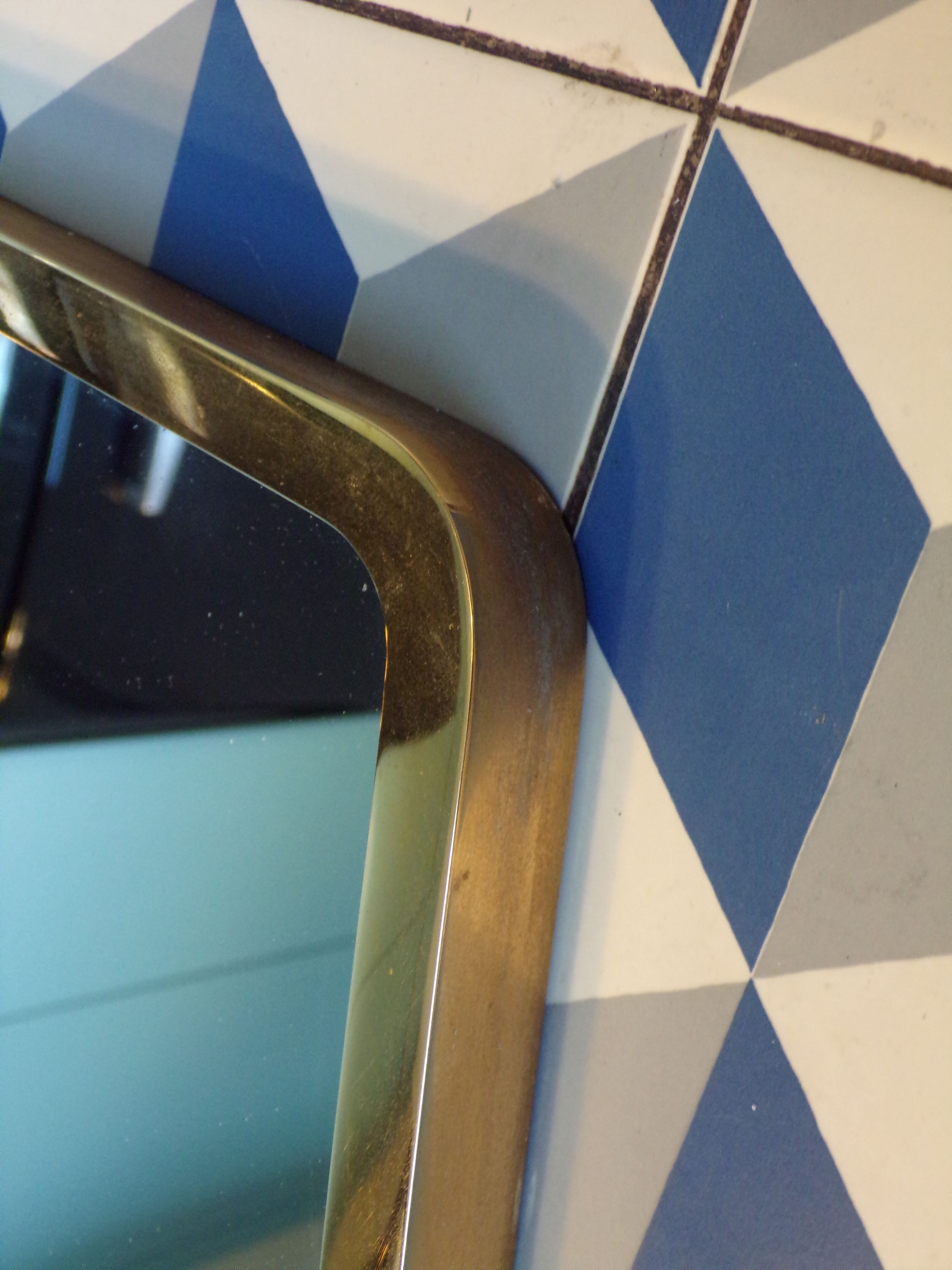 Mirror 1950 octagonal brass frame 41x70cm