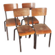 Lot de 4 chaises d'école métal et bois