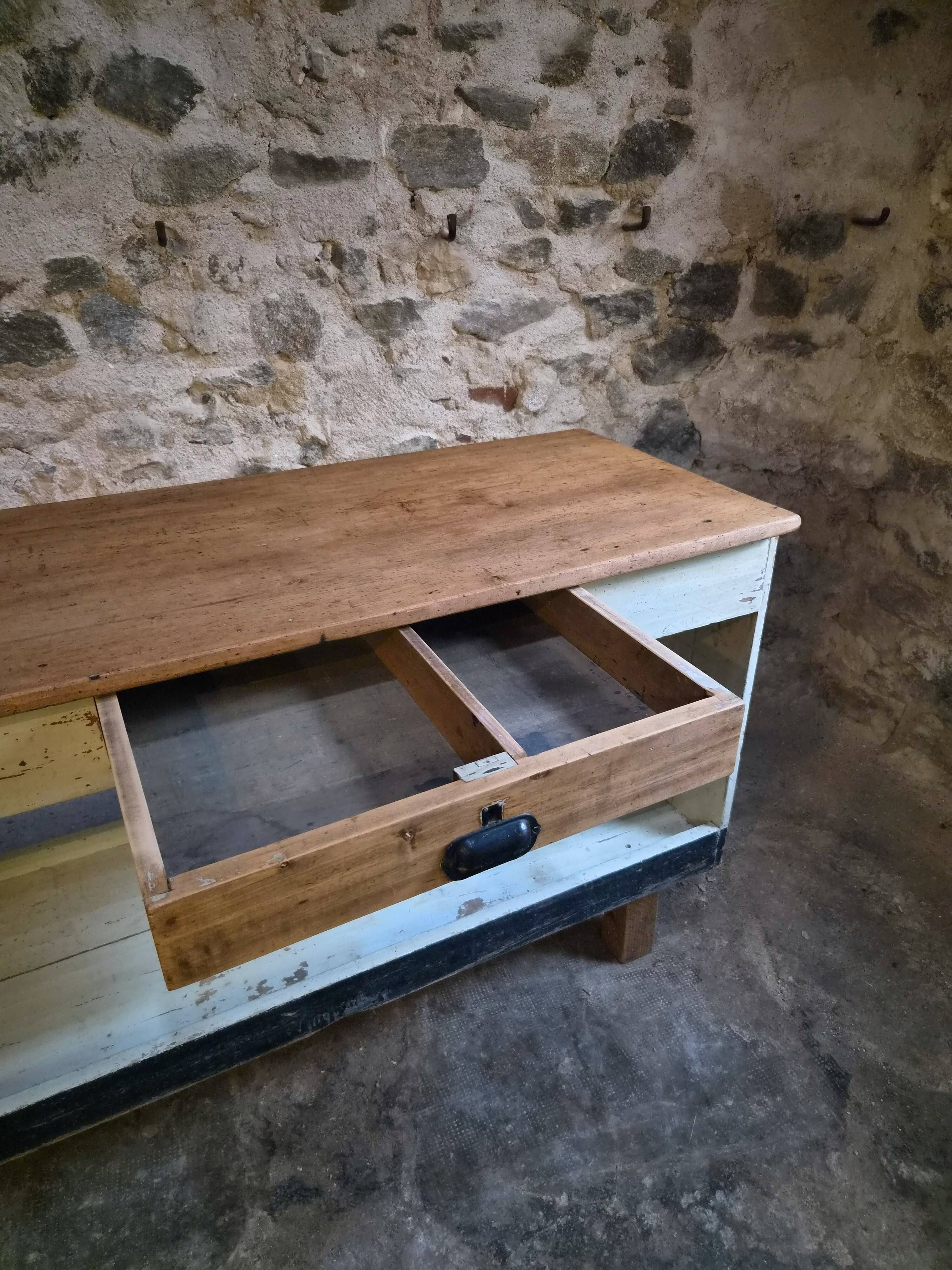 Table de drapier vintage / Îlot de cuisine – Années 1930