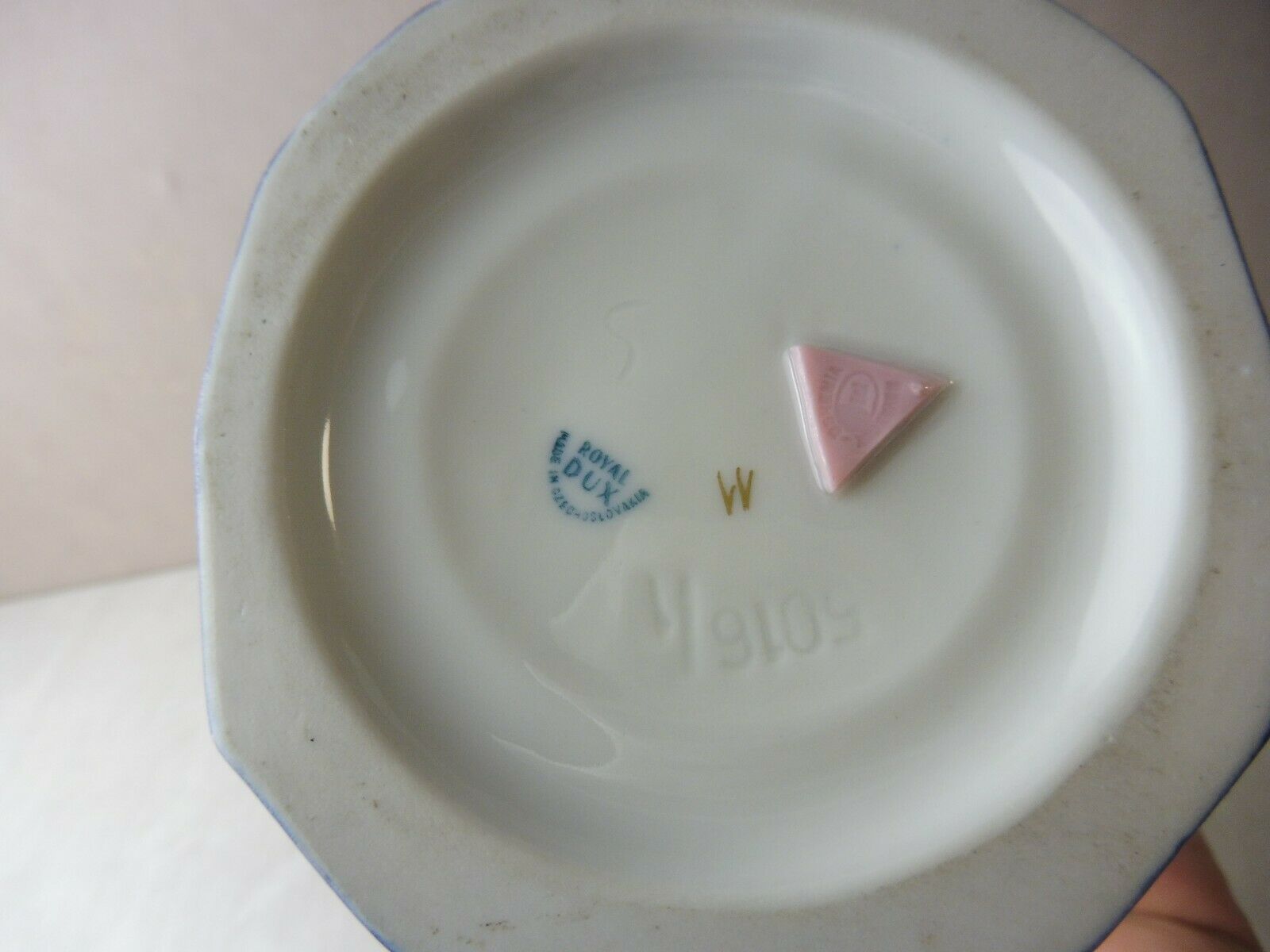 Ancient vase / amphora, blue flowers decoration, Royal Dux, Czechoslovakia Bohemia