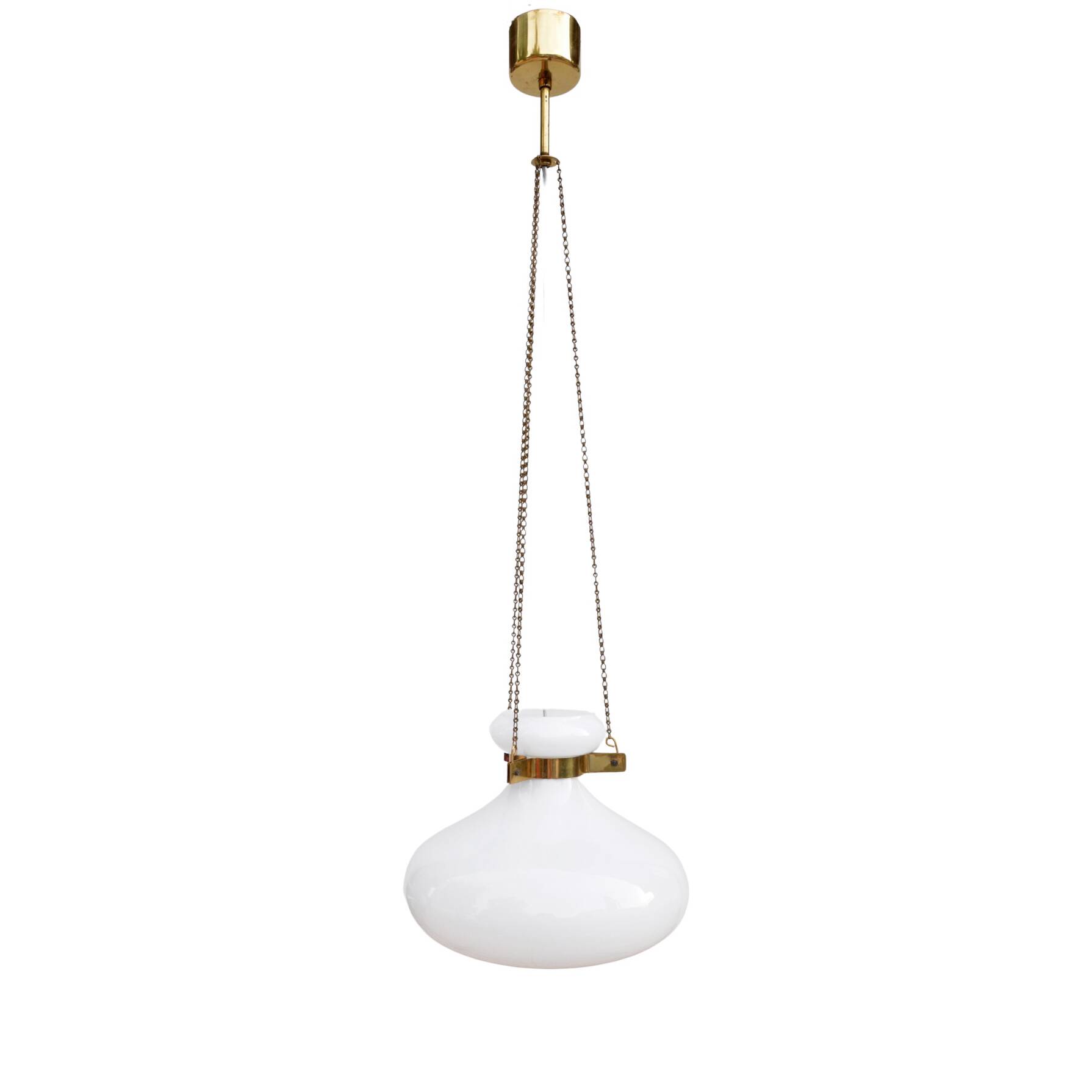 White, modernist chandelier Kamenický Šenov, Czechoslovakia, 1960s.